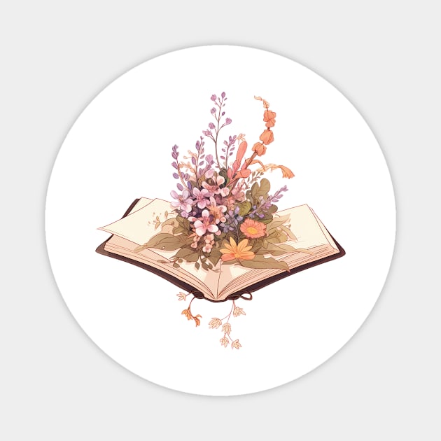 Flowers Of Life And Books Flowers Growing From Book Magnet by Halby